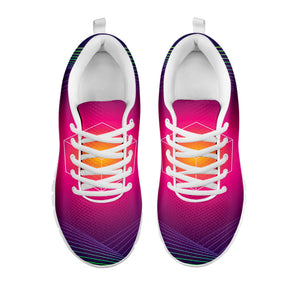 Green Light EDM Geometric Print White Running Shoes