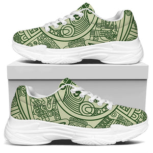Green Maya Calendar Print White Chunky Shoes