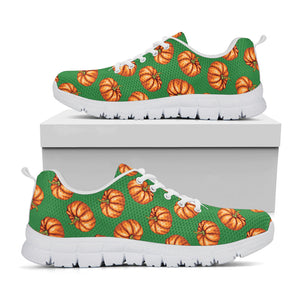 Green Pumpkin Pattern Print White Running Shoes