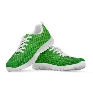 Green Python Snakeskin Print White Running Shoes