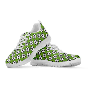 Green Soccer Ball Pattern Print White Running Shoes