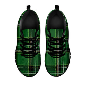 Green Stewart Tartan Pattern Print Black Running Shoes