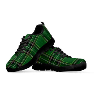 Green Stewart Tartan Pattern Print Black Running Shoes
