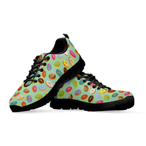 Green Striped Donut Pattern Print Black Running Shoes