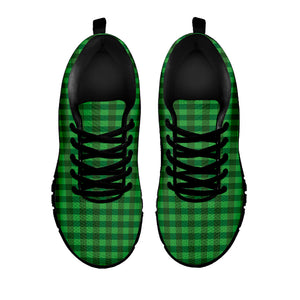 Green Tartan Saint Patrick's Day Print Black Running Shoes