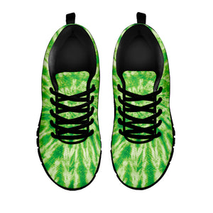 Green Tie Dye Print Black Running Shoes