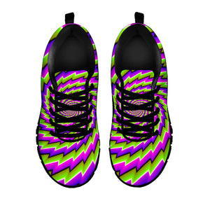Green Twisted Moving Optical Illusion Black Running Shoes