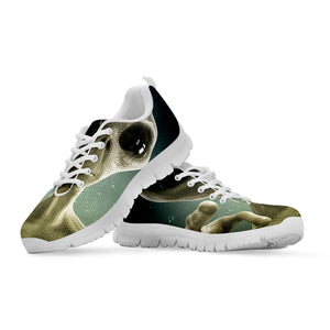 Grey Alien 3D Print White Running Shoes