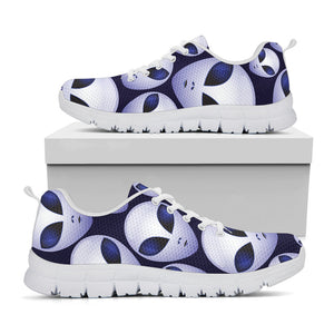 Grey Alien Face Pattern Print White Running Shoes