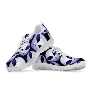 Grey Alien Face Pattern Print White Running Shoes