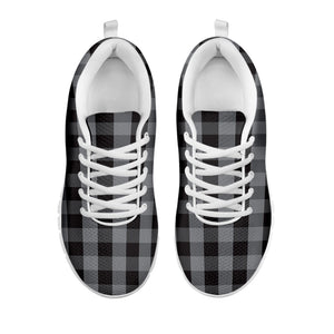 Grey And Black Check Pattern Print White Running Shoes
