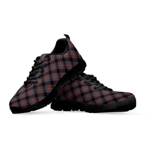 Grey And Orange Plaid Pattern Print Black Running Shoes
