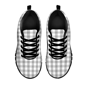 Grey And White Check Pattern Print Black Running Shoes