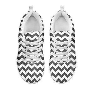 Grey And White Chevron Pattern Print White Running Shoes