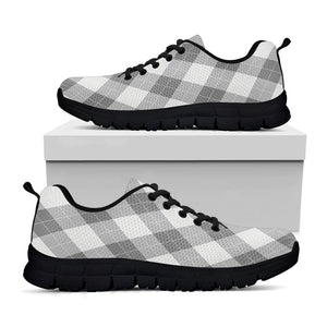Grey Argyle Pattern Print Black Running Shoes