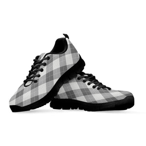 Grey Argyle Pattern Print Black Running Shoes