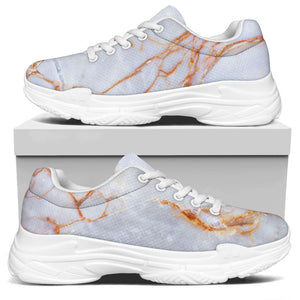 Grey Bronze Marble Print White Chunky Shoes