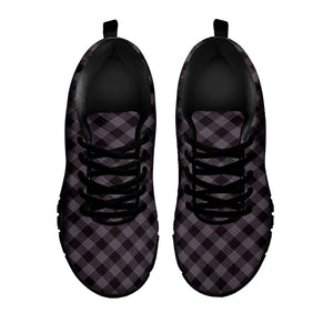 Grey Buffalo Plaid Pattern Print Black Running Shoes