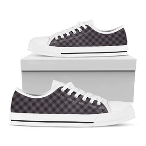 Grey Buffalo Plaid Pattern Print White Low Top Sneakers