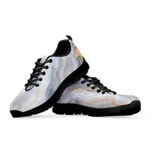 Grey Marble Print Black Running Shoes