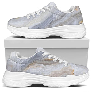 Grey Marble Print White Chunky Shoes