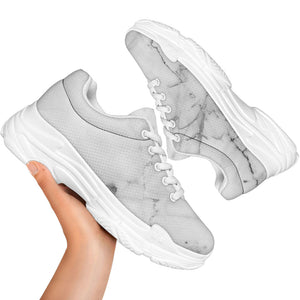 Grey Marble Stone Print White Chunky Shoes