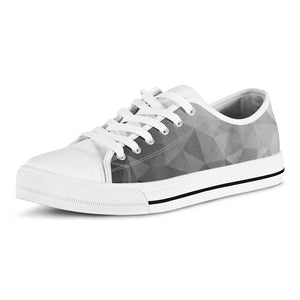 Grey Polygonal Geometric Print White Low Top Sneakers