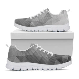 Grey Polygonal Geometric Print White Running Shoes