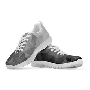Grey Polygonal Geometric Print White Running Shoes