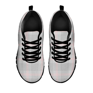 Grey Prince of Wales Check Print Black Running Shoes
