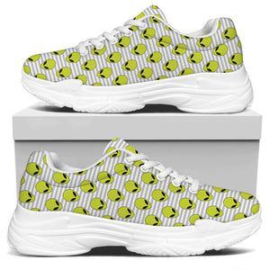 Grey Striped Alien Pattern Print White Chunky Shoes