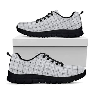 Grey Tattersall Pattern Print Black Running Shoes