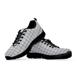 Grey Tattersall Pattern Print Black Running Shoes