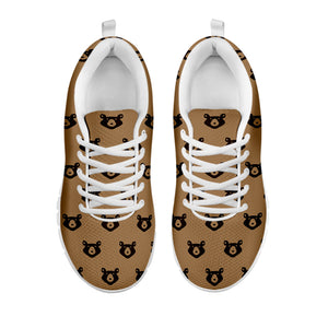 Grizzly Bear Pattern Print White Running Shoes