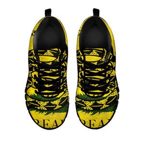 Grunge Gadsden Flag Print Black Running Shoes