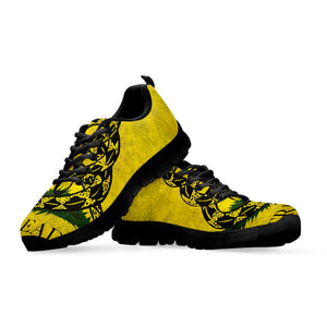 Grunge Gadsden Flag Print Black Running Shoes