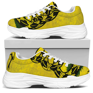 Grunge Gadsden Flag Print White Chunky Shoes