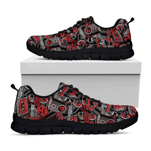 Grunge Graffiti Pattern Print Black Running Shoes