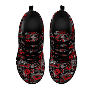 Grunge Graffiti Pattern Print Black Running Shoes