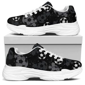 Grunge Soccer Ball Pattern Print White Chunky Shoes