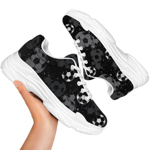 Grunge Soccer Ball Pattern Print White Chunky Shoes