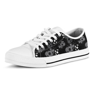 Grunge Soccer Ball Pattern Print White Low Top Sneakers