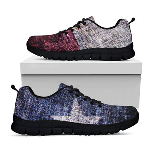 Grunge Texas Flag Print Black Running Shoes