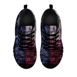 Grunge Texas Flag Print Black Running Shoes