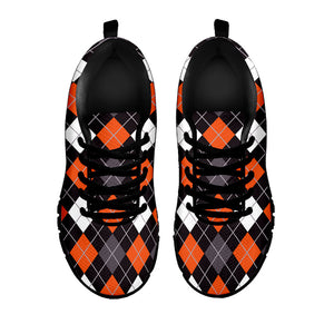 Halloween Argyle Pattern Print Black Running Shoes