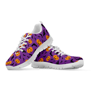 Halloween Bat And Pumpkin Pattern Print White Running Shoes