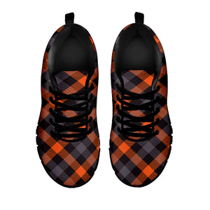 Halloween Buffalo Check Pattern Print Black Running Shoes