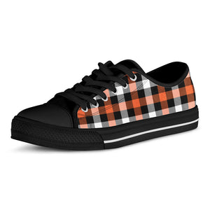Halloween Buffalo Plaid Pattern Print Black Low Top Sneakers