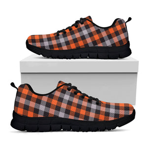 Halloween Buffalo Plaid Print Black Running Shoes
