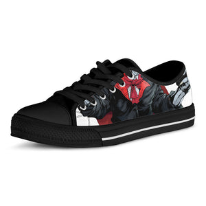Halloween Evil Vampire Print Black Low Top Sneakers